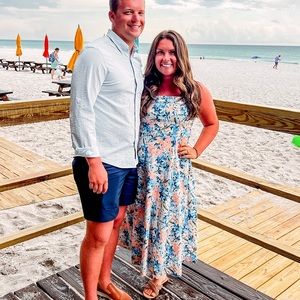 Abercrombie Linen Blend Strapless Floral Dress